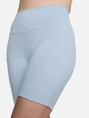 Nike Dri-FIT One Women's High-Waisted 8" Biker Shorts Tight Fit (Blue) Size L